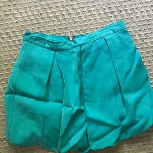 Alice and Olivia silk aqua balloon shirt skirt